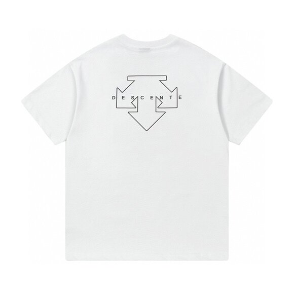 Descente Simple White Short-Sleeved T-Shirt With Letter Print